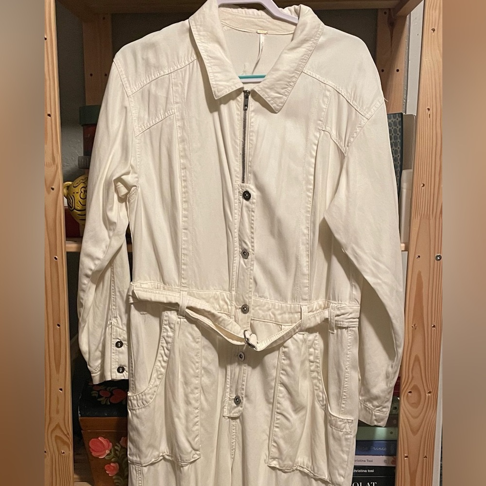 Free People Off-White Utility Jumpsuit